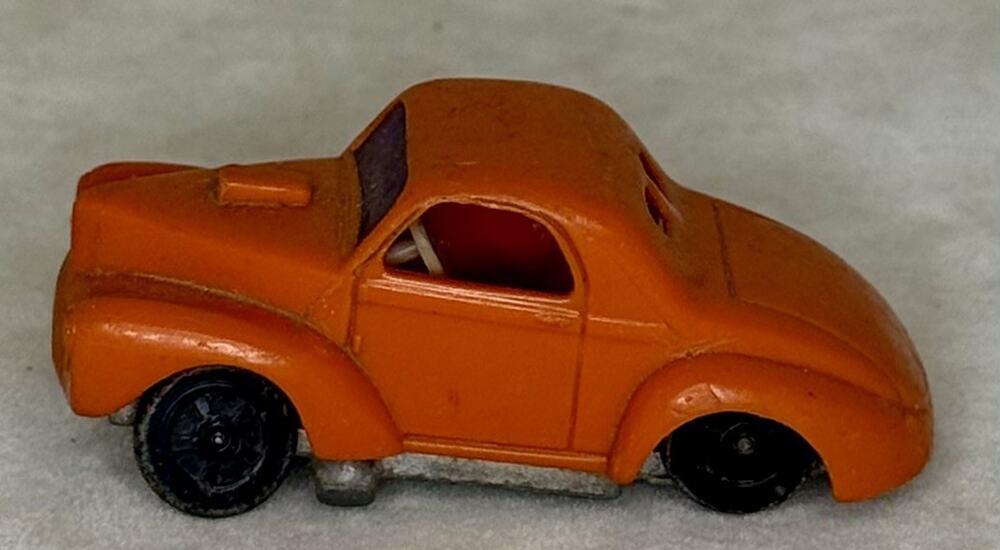 Vintage 1960s Aurora Cigar Box Willy’s Gasser Slot Car - HTF Orange Variation